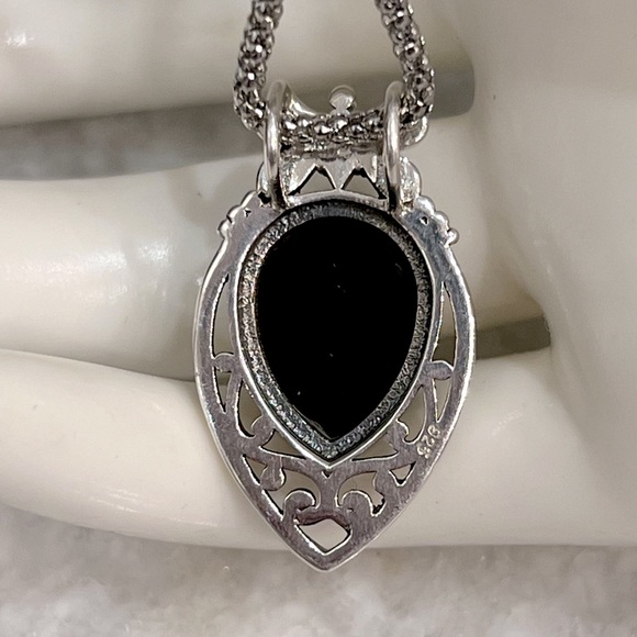 Sterling Silver SILVER Shungite Butterfly Bale Pendant Necklace - Picture 11 of 13